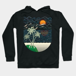 Coconut tree in the sunset beach Hoodie